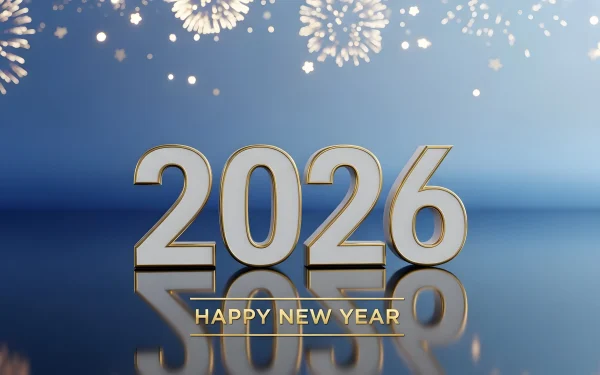 Elevate your holiday designs with this 2026 New Year illustration featuring festive fireworks. A premium design asset ready for instant commercial use.