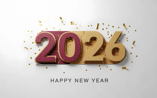 Elevate your holiday designs with this 2026 New Year illustration featuring festive confetti. Perfect for creating eye-catching greetings and digital promotions.