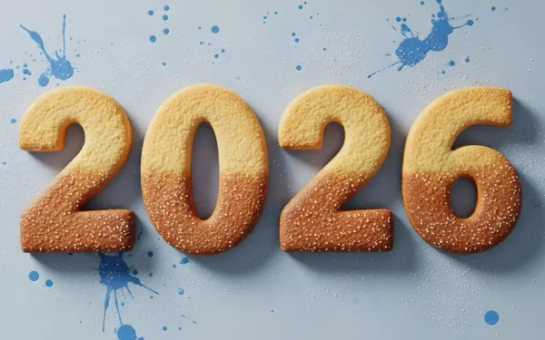 Elevate your designs with this 2026 cookie number illustration, perfect for New Year's themes. A premium design asset ready for instant commercial use.