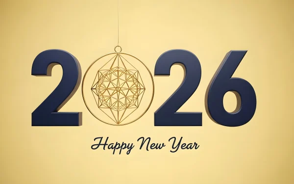 Elevate your holiday designs with this 2026 New Year illustration featuring a modern geometric ornament. Perfect for high-end branding.