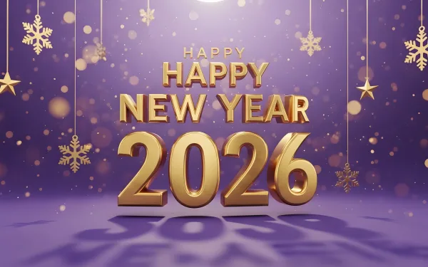 Elevate your holiday designs with this 2026 New Year illustration featuring golden accents and festive snowflakes. Perfect for high-end branding.