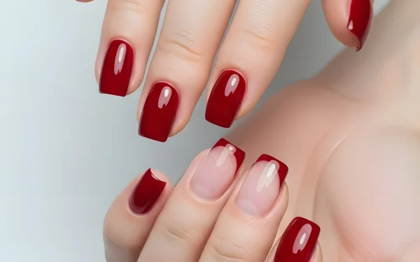 Enhance your designs with this image of a woman's hands displaying a glossy red manicure. Premium design asset perfect for beauty and fashion projects.