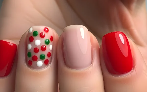 Elevate your designs with this close-up of festive nail art. Perfect for holiday promotions or beauty content, offering a touch of seasonal charm for instant commercial use.