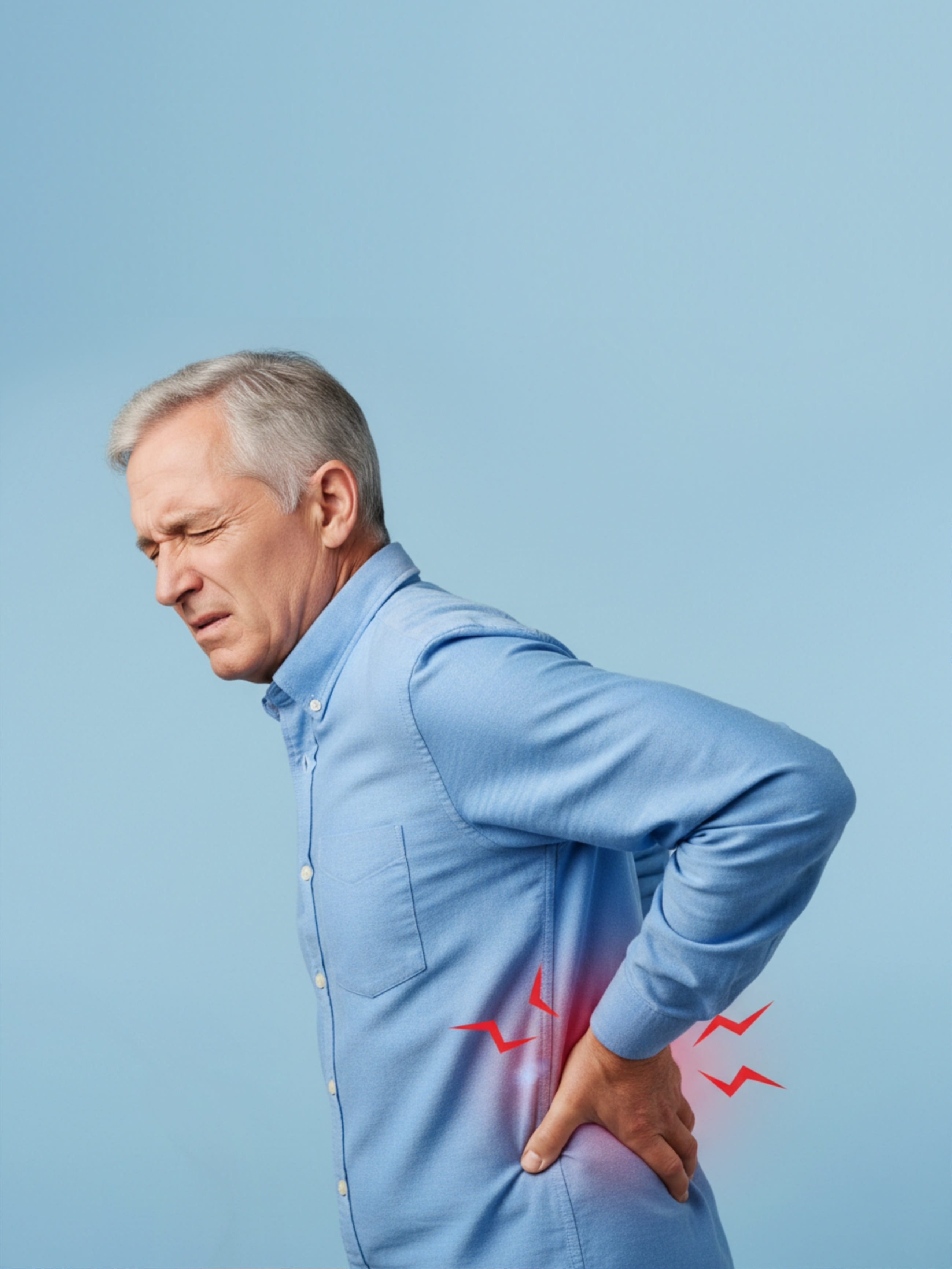 Pria memegangi punggungnya karena sakit punggung.