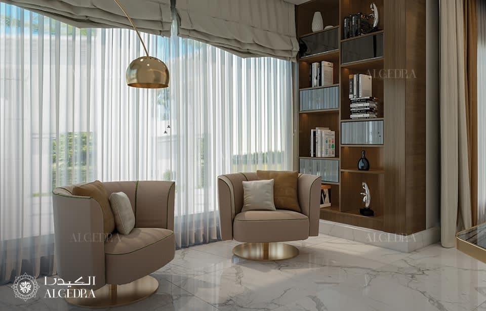 تصميم غرفة جلوس عائلية عصرية في تلال الغاف، دبي