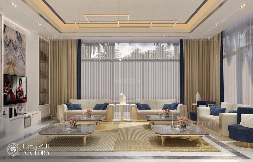 تصميم غرفة جلوس عائلية كلاسيكية في وسط مدينة دبي، دبي