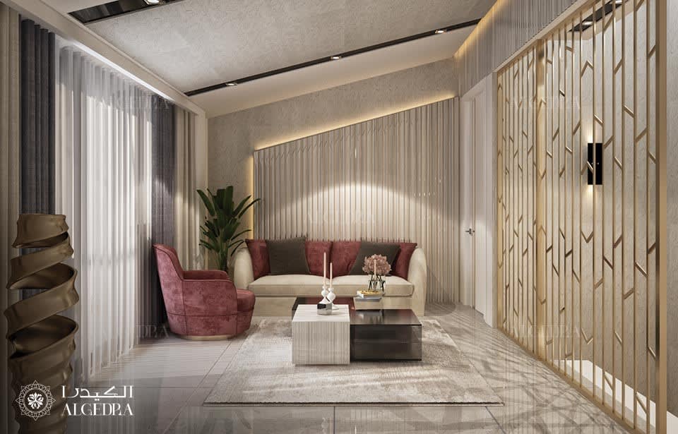 تصميم غرفة جلوس عائلية في شقة في وسط مدينة دبي، دبي