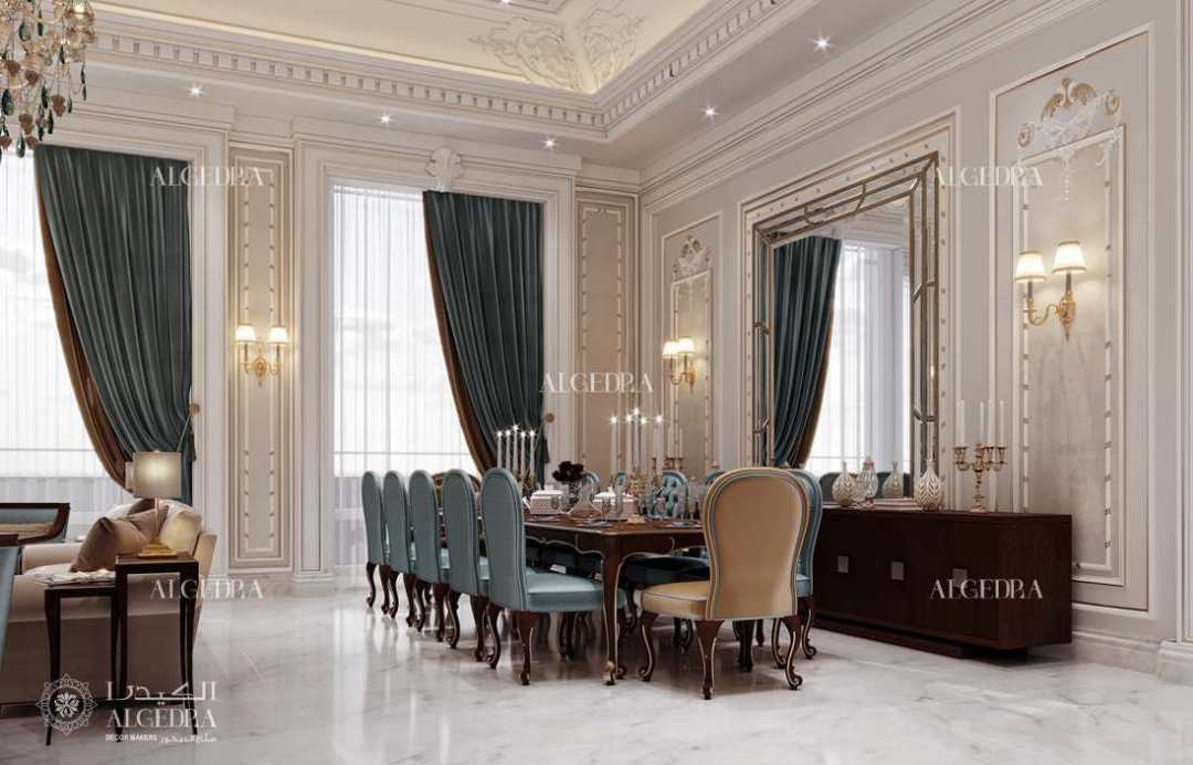 تصميم غرفة طعام لمسكن على الواجهة المائية في أبوظبي
