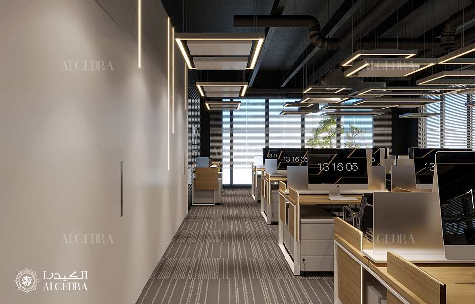 Open space office interior planning