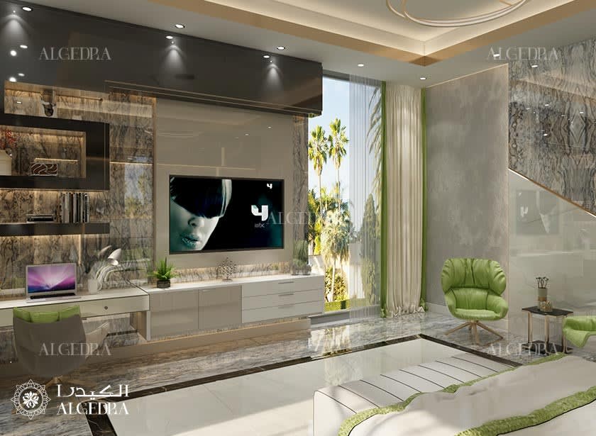 تصميم صالة عائلية في بنتهاوس في مدينة محمد بن راشد، دبي