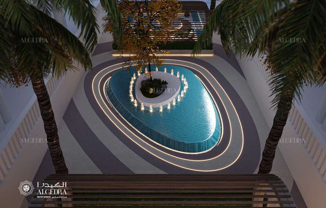 تصميم حديقة فيلا بمناظر طبيعية