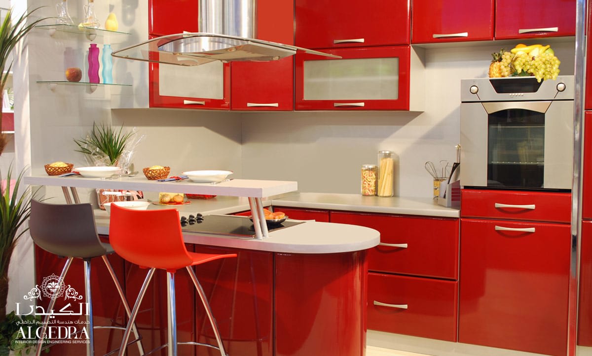 red kitchen design