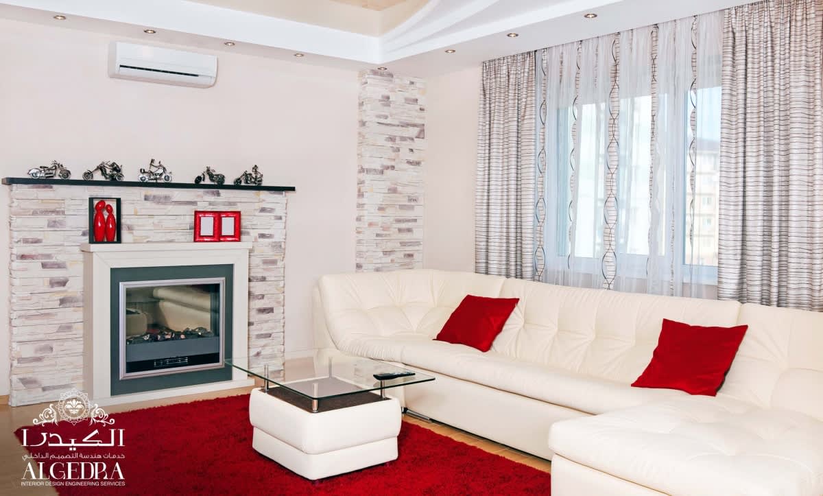 Red & White Living Room