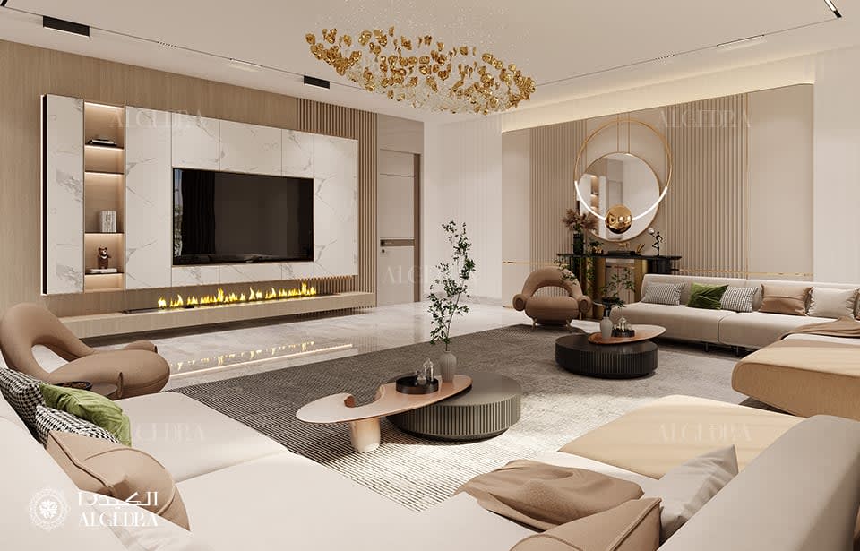 luxury family sitting room design Abu Dhabi