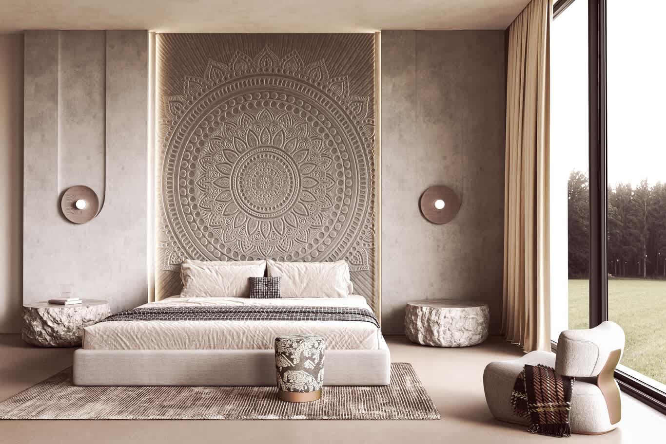 Al Barari bedroom feature wall