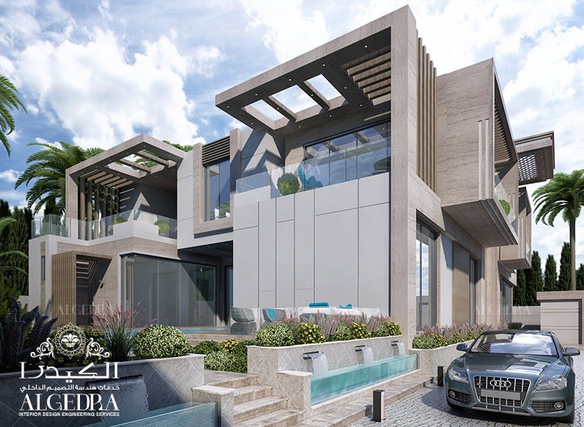 new luxurious villa exterior