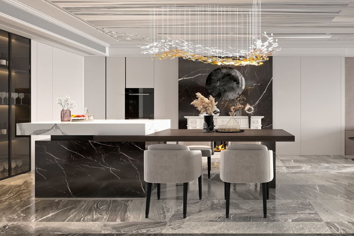 white marble kitchen designs