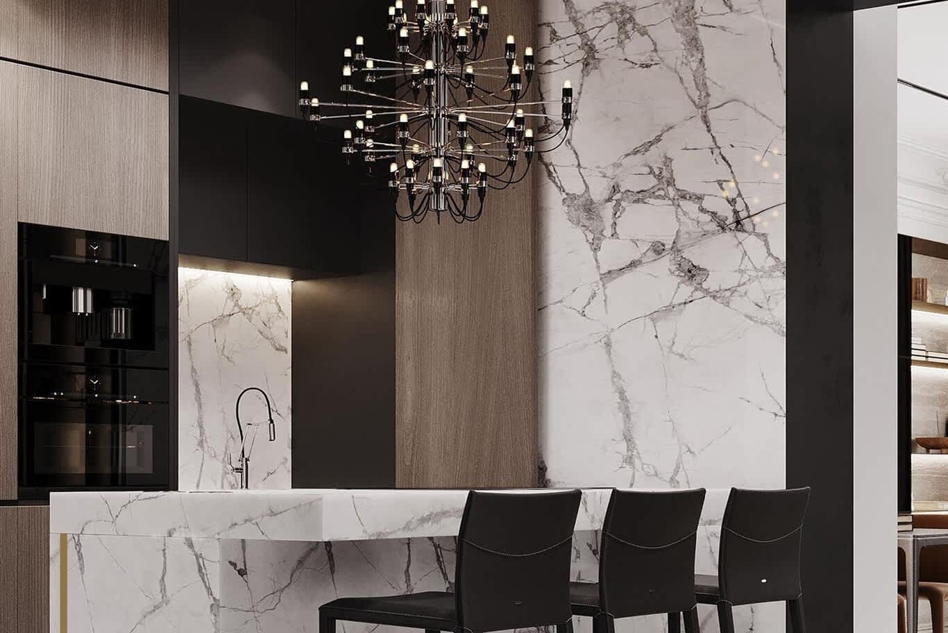 تصميم جزيرة مطبخ رخامية