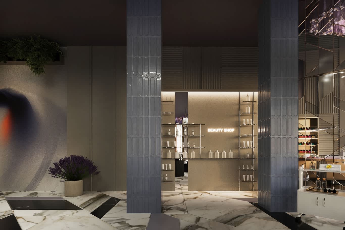 salon retail display design Abu Dhabi