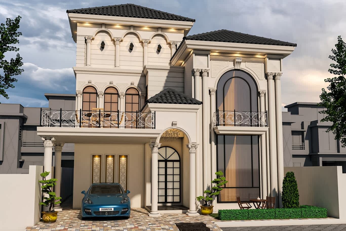villa entrance lighting