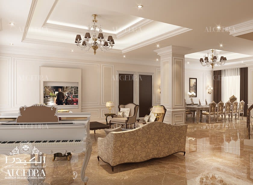 luxury family hall design for villa