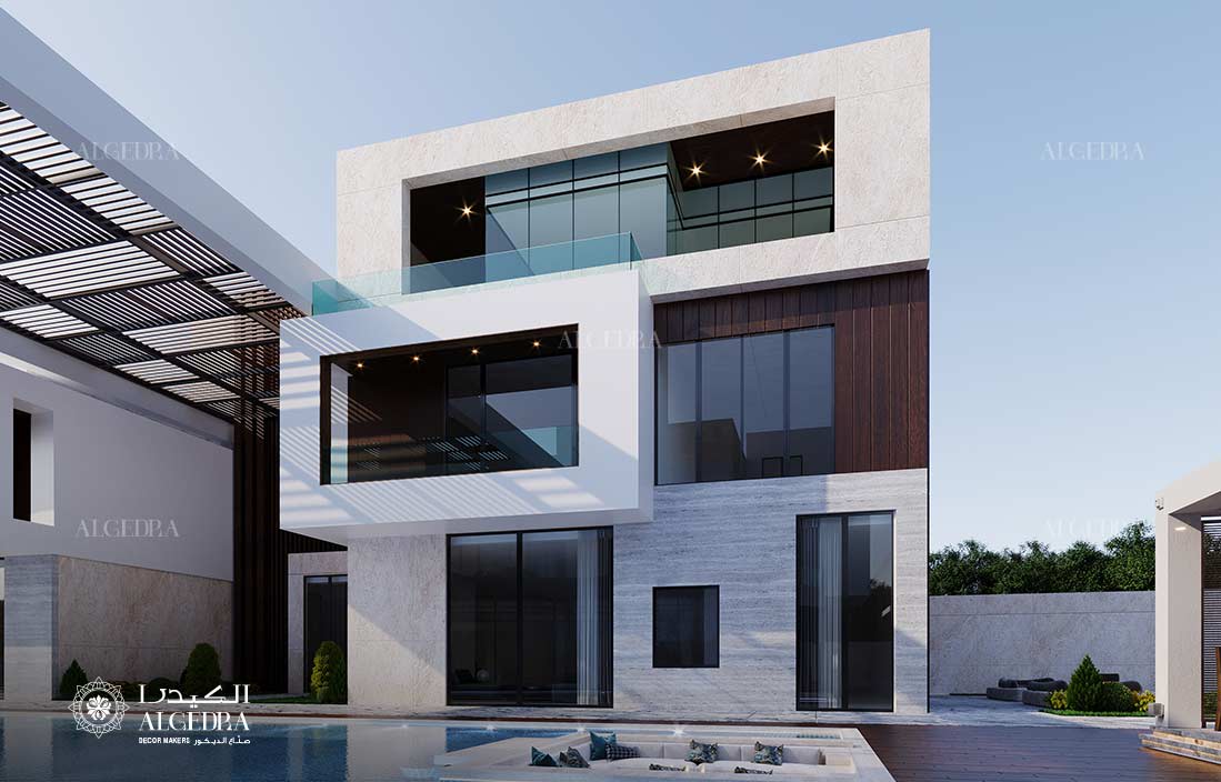 تصميم خارجي لمدخل الفيلا
