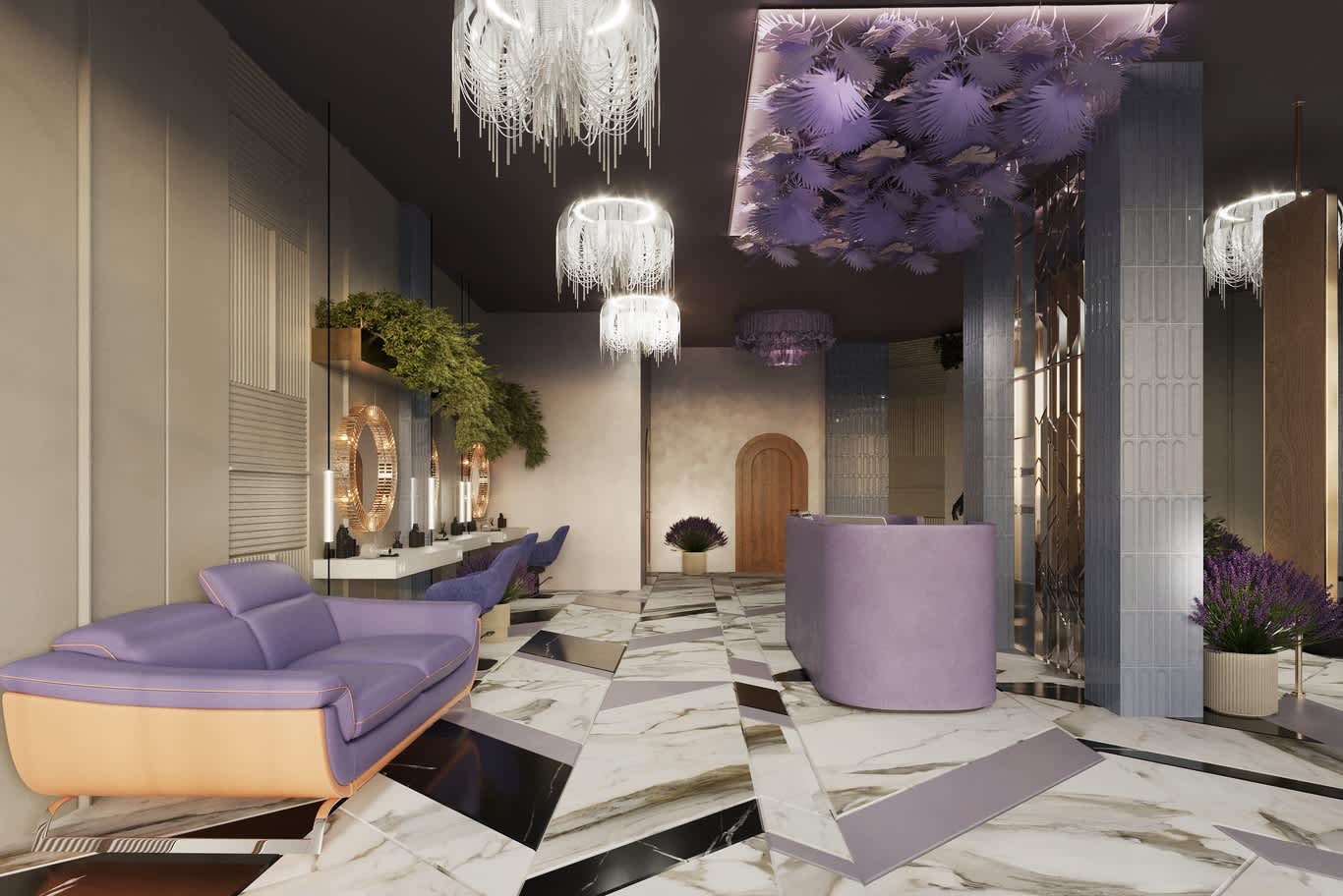salon waiting lounge design Abu Dhabi