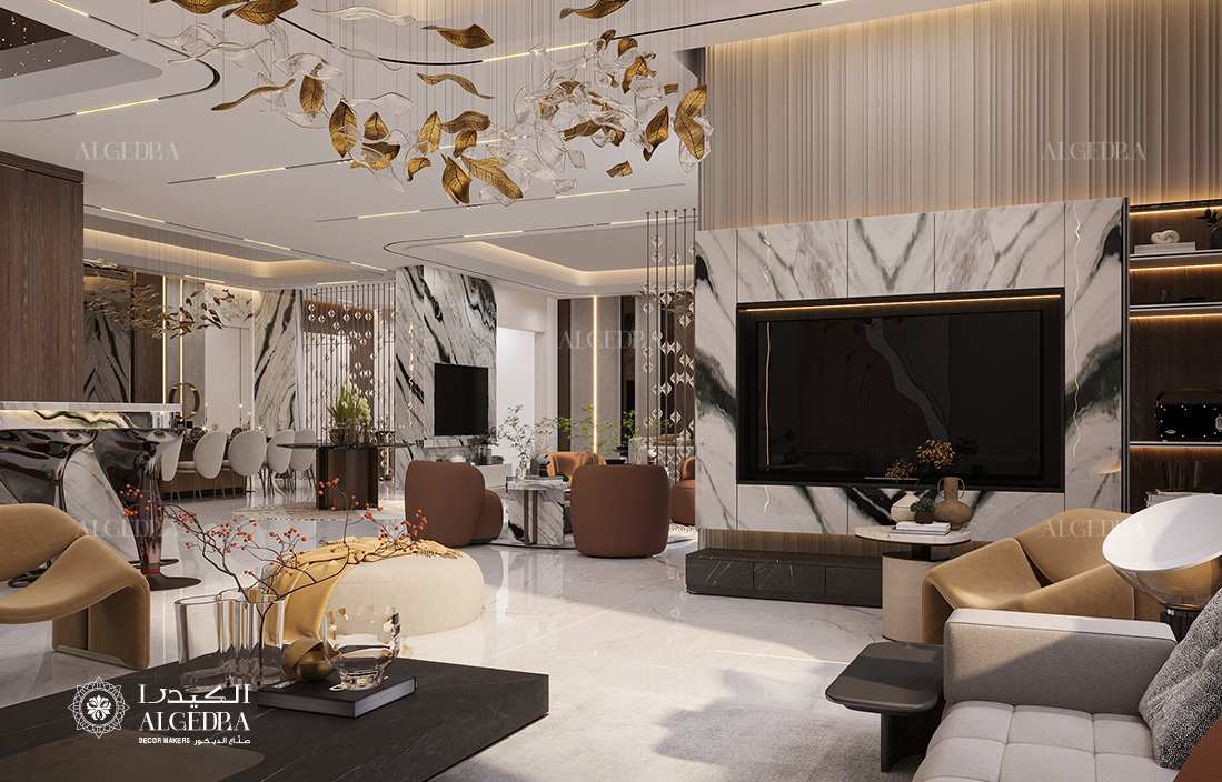 تصميم داخلي بسيط لغرفة المعيشة