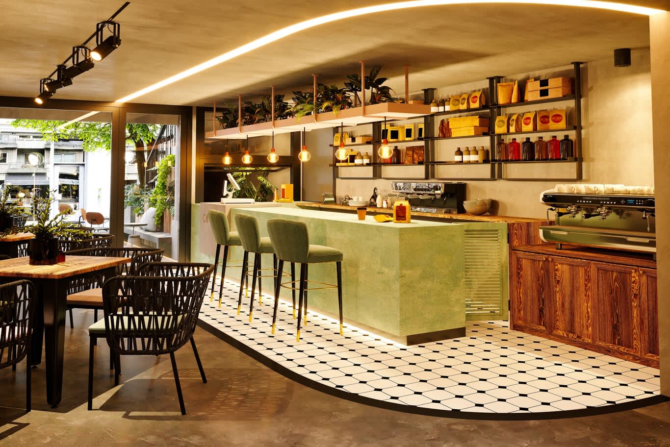 eco-friendly coffee shop interior ideas