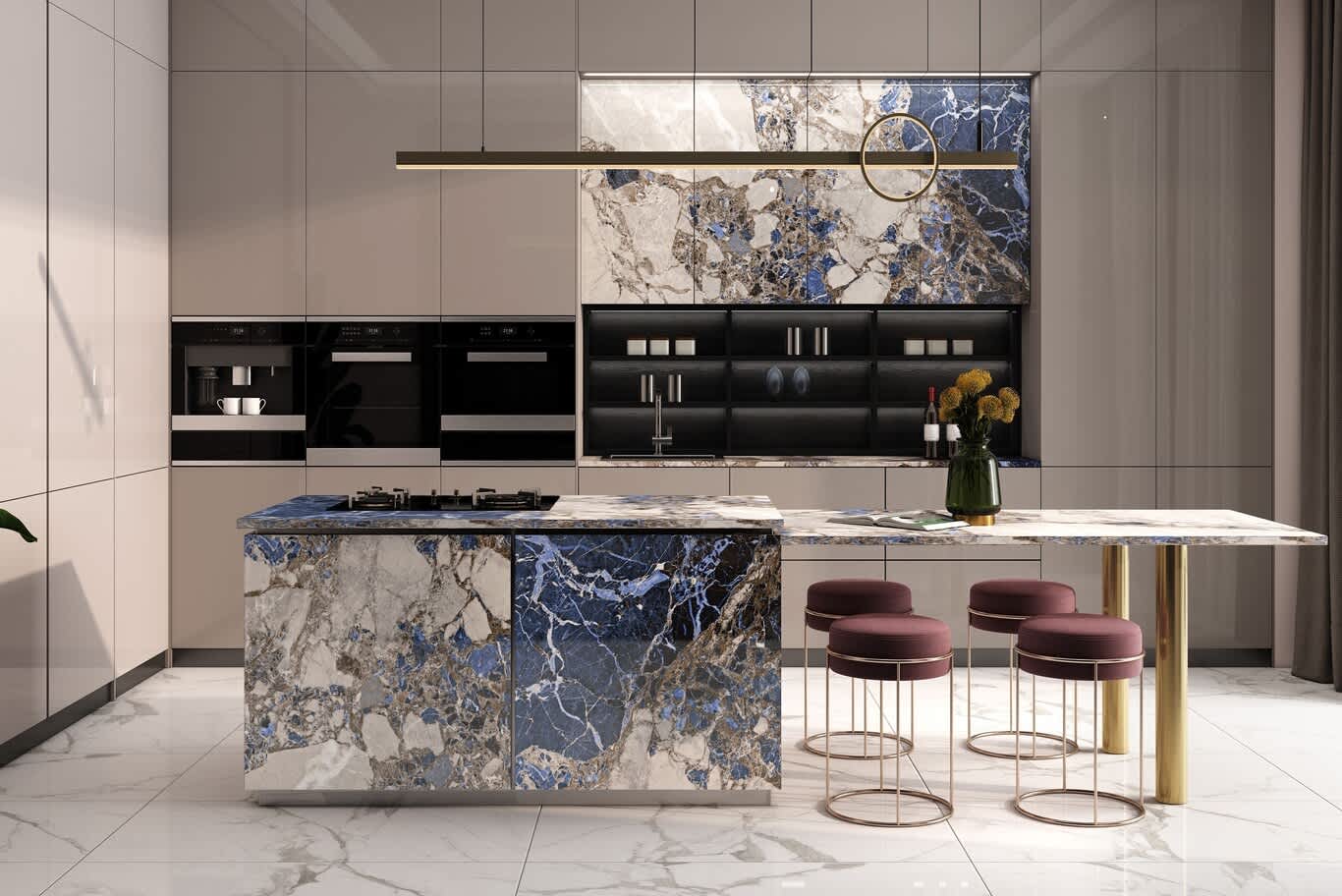 Carrara marble kitchen design