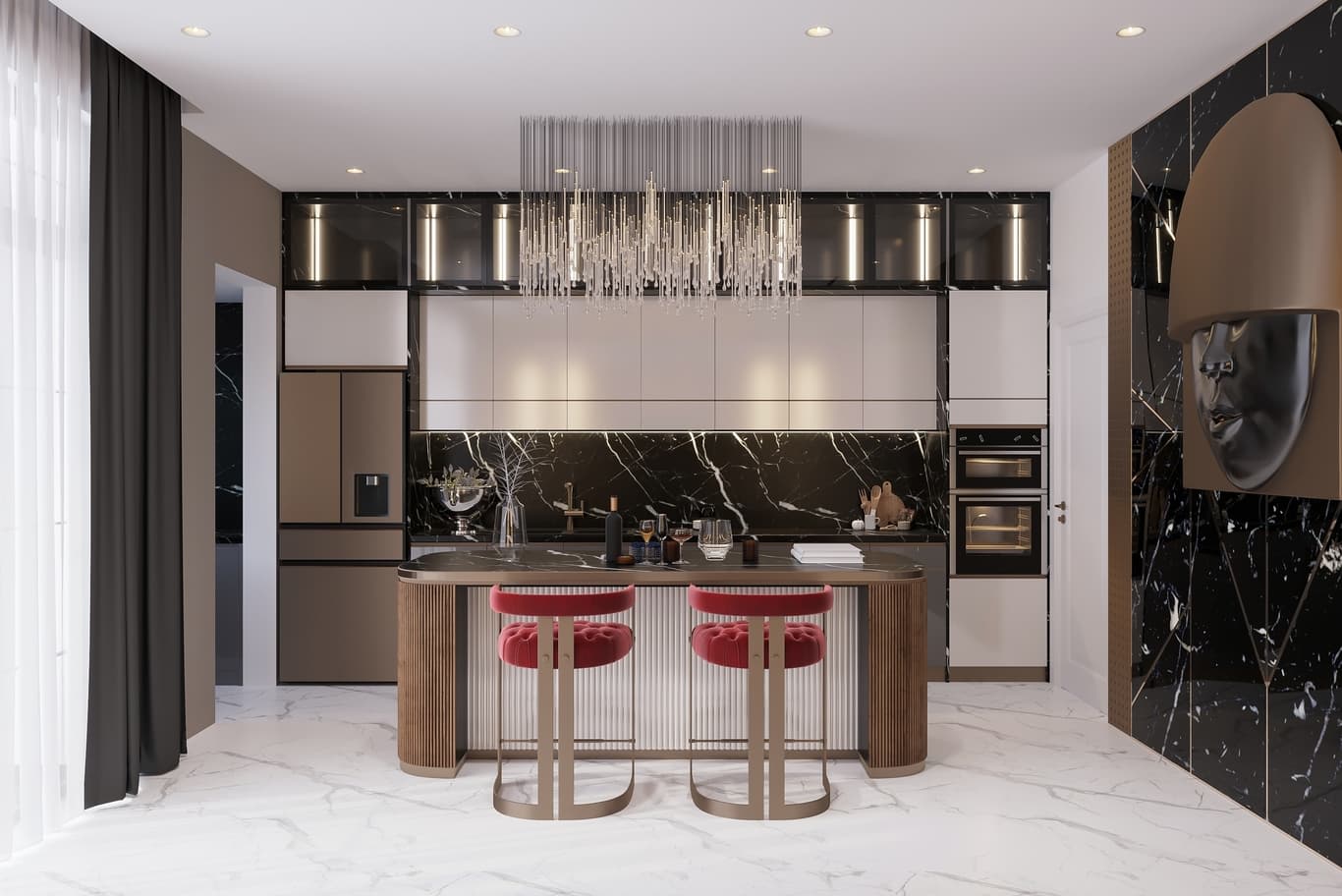 marble wall cladding kitchen