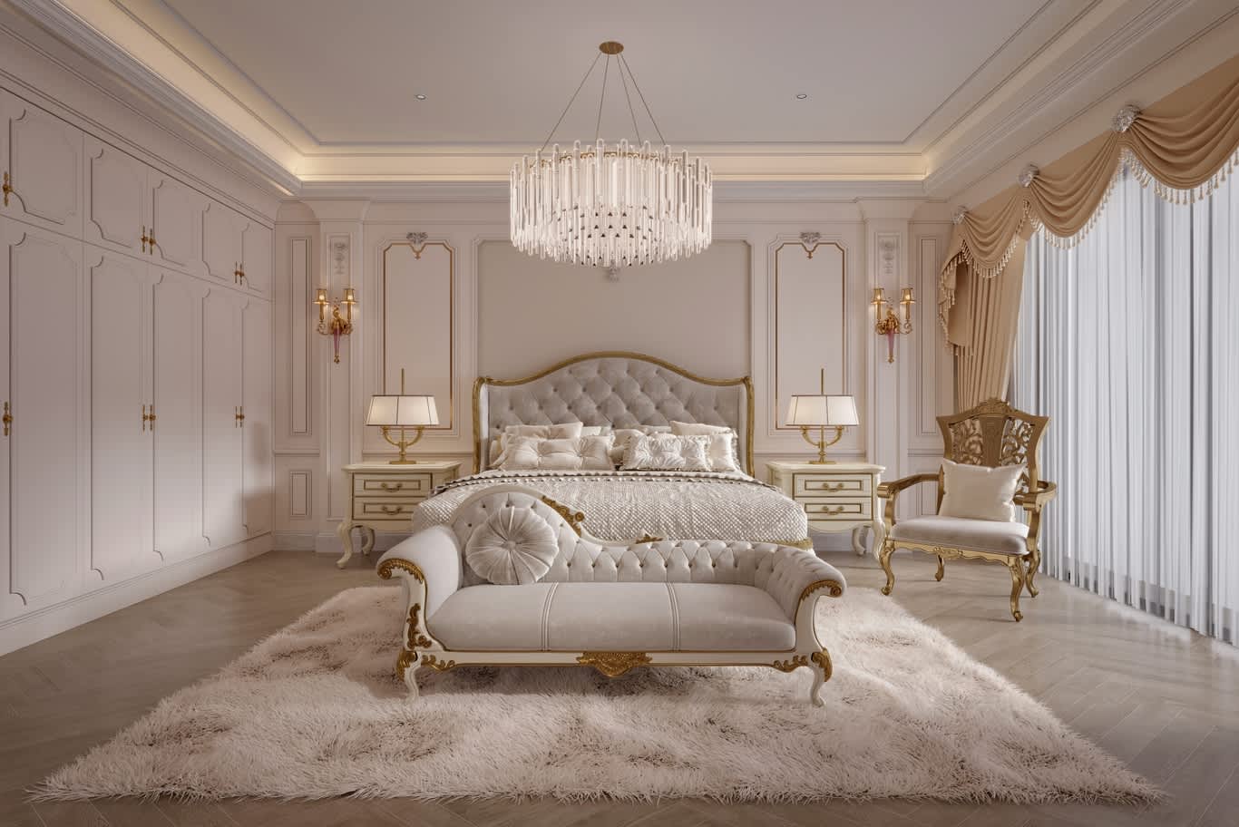تصميم داخلي لغرفة نوم فاخرة حديثة