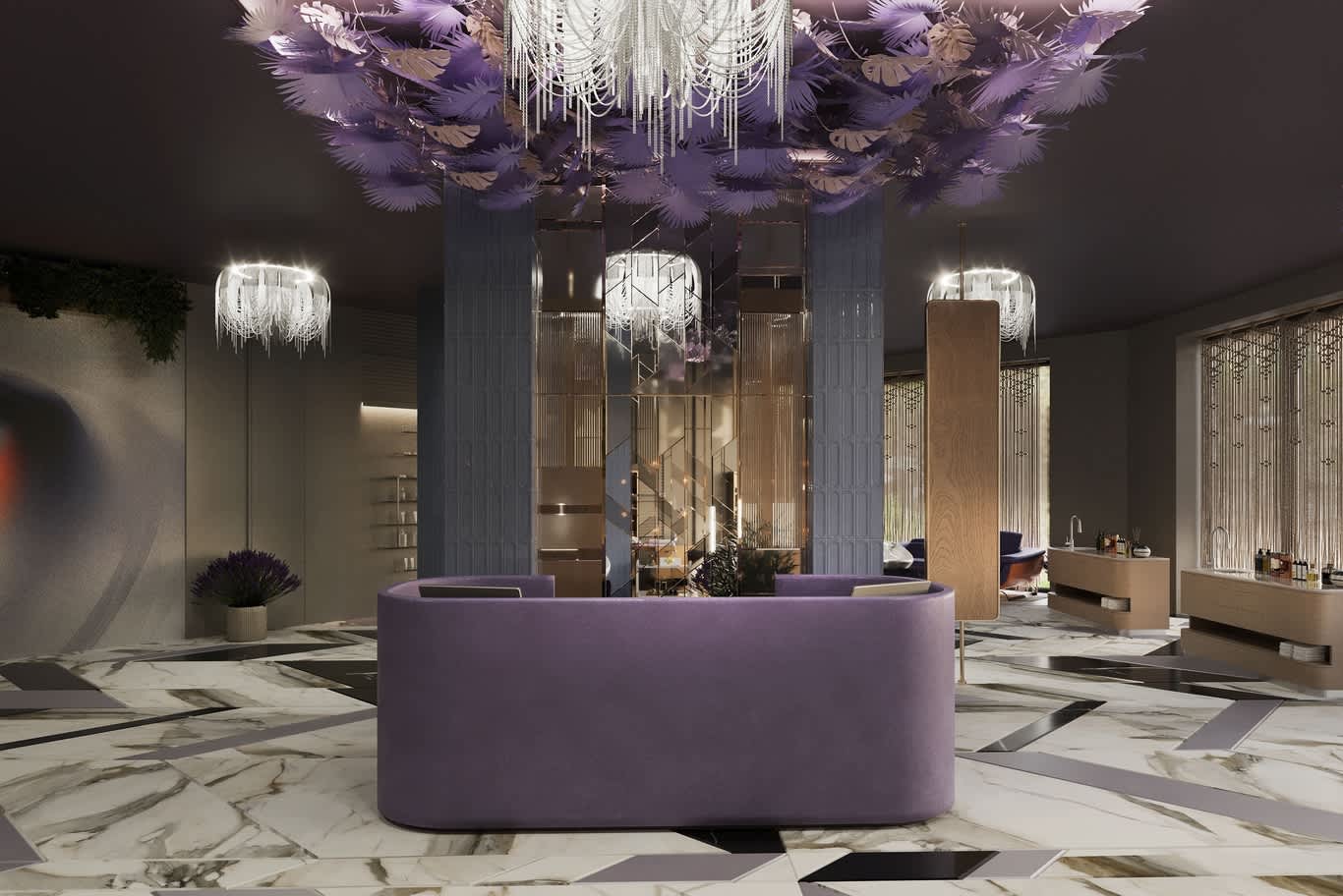 تصميم استقبال صالون تجميل في أبوظبي