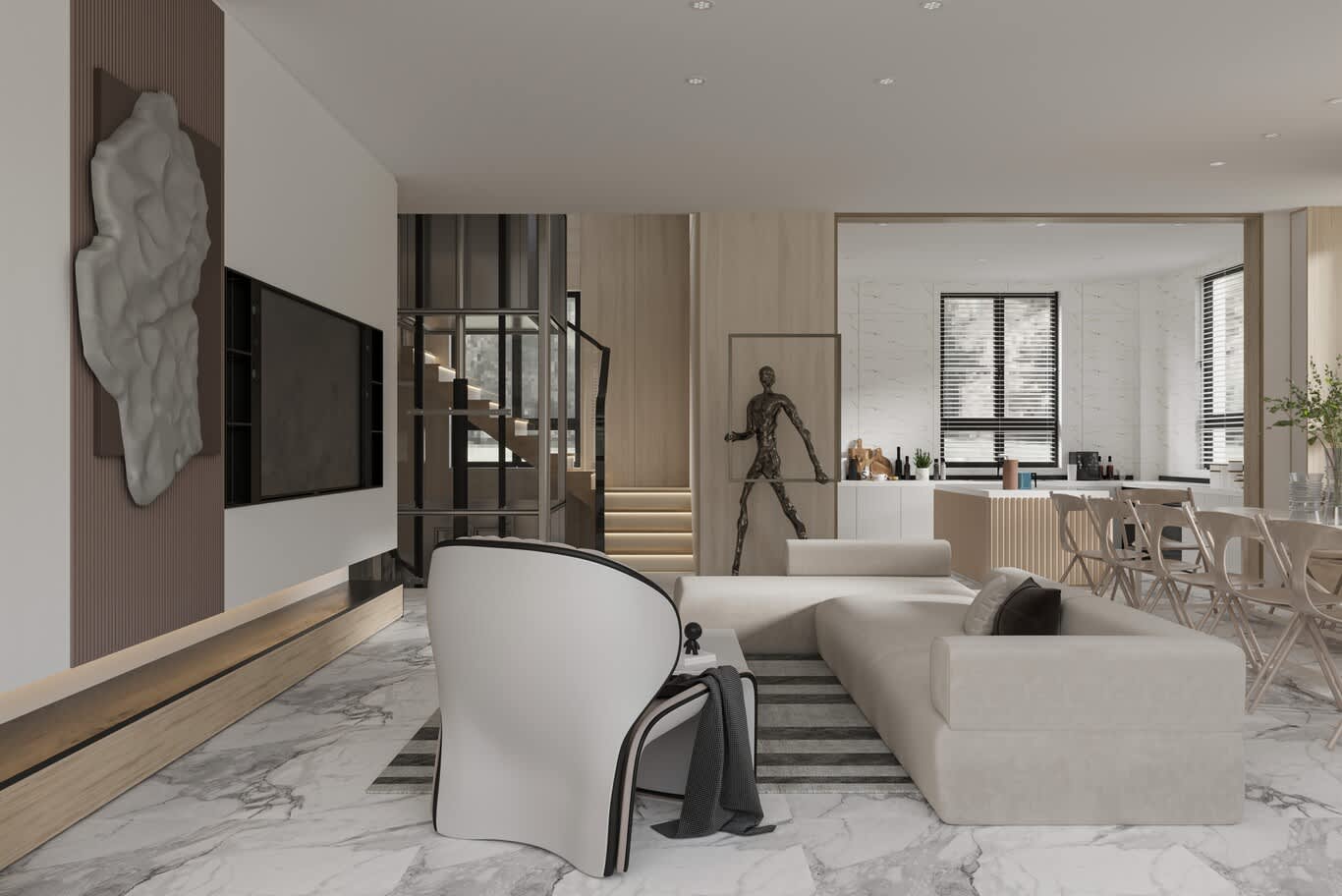 Double-height living room design