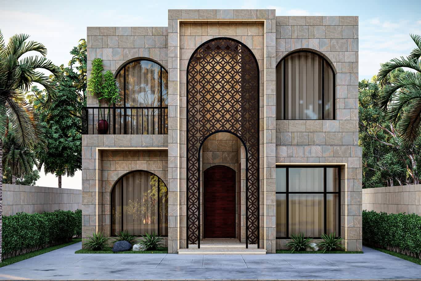 villa entrance landscaping