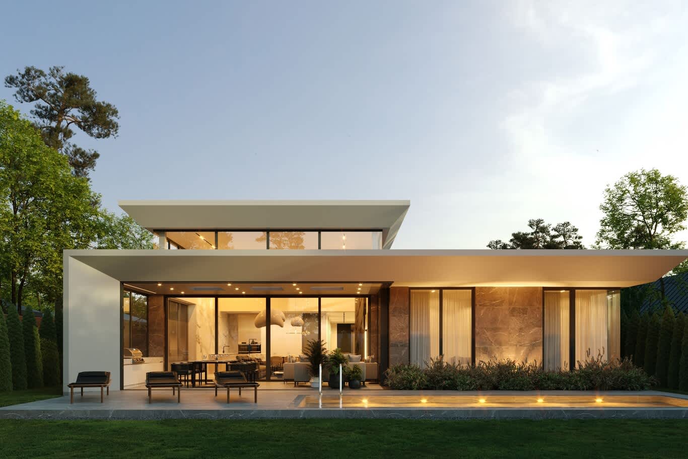 Modern minimalist villa facades