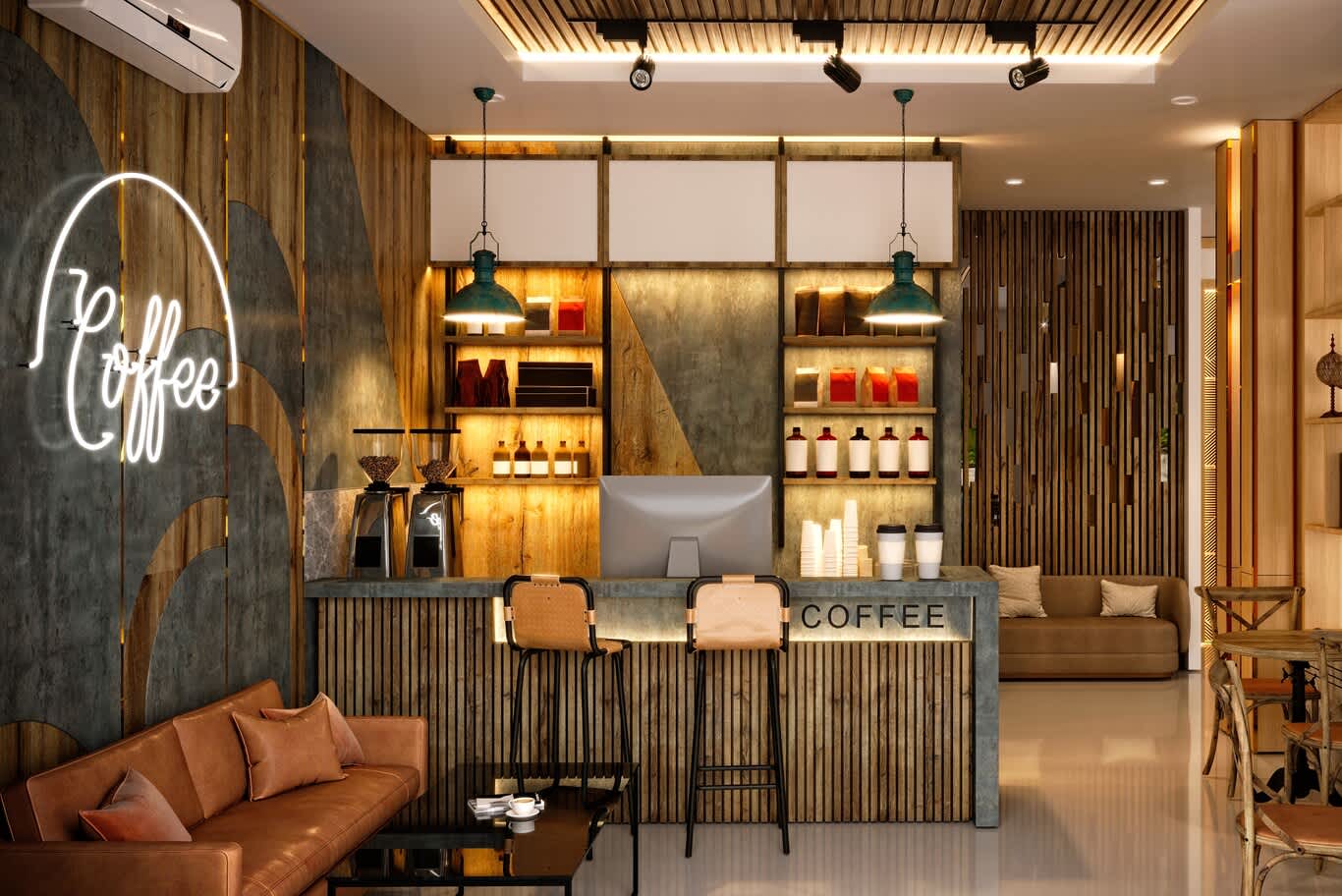 خدمات تنفيذ وتصميم المقاهي