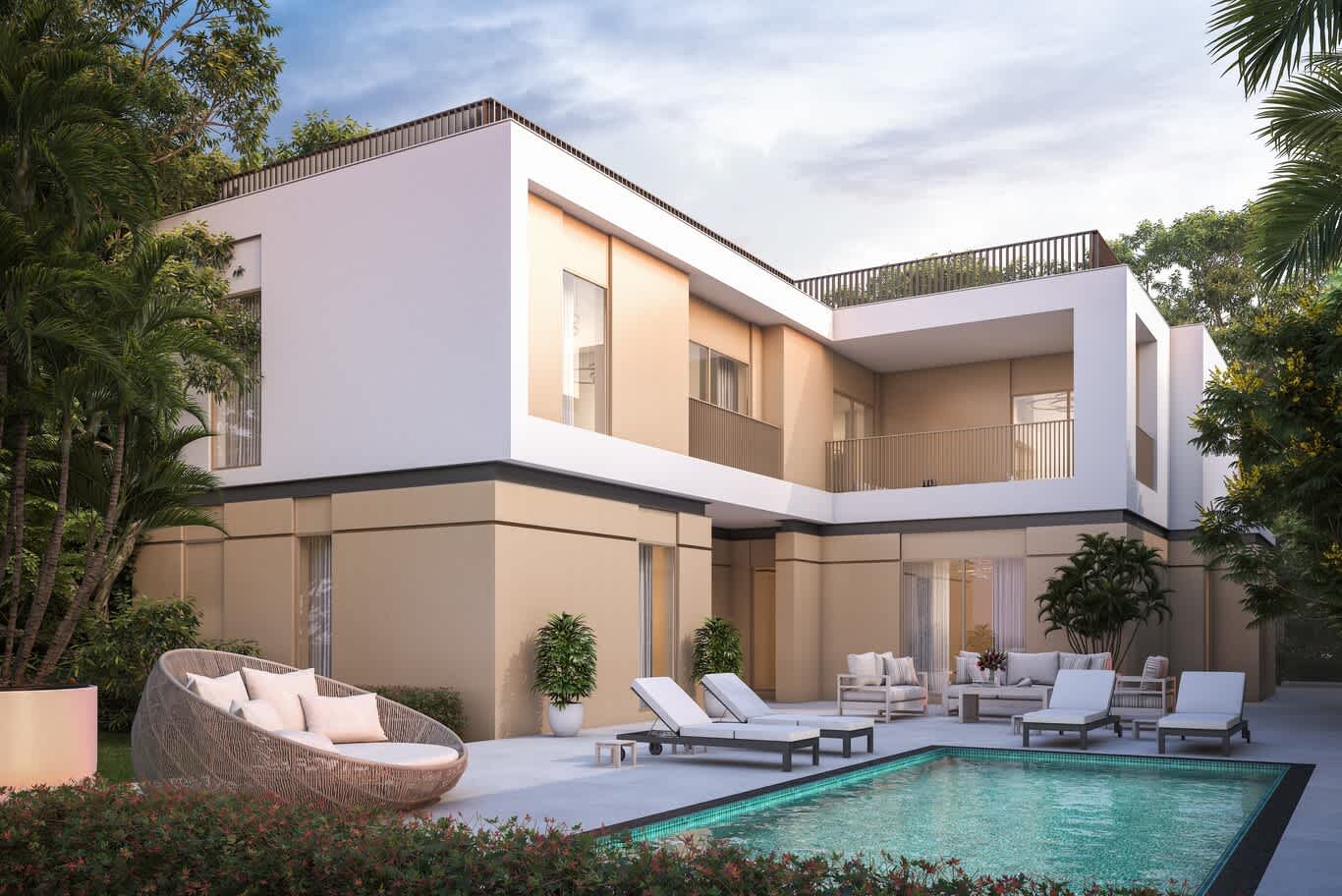 Saadiyat villa garden and pool
