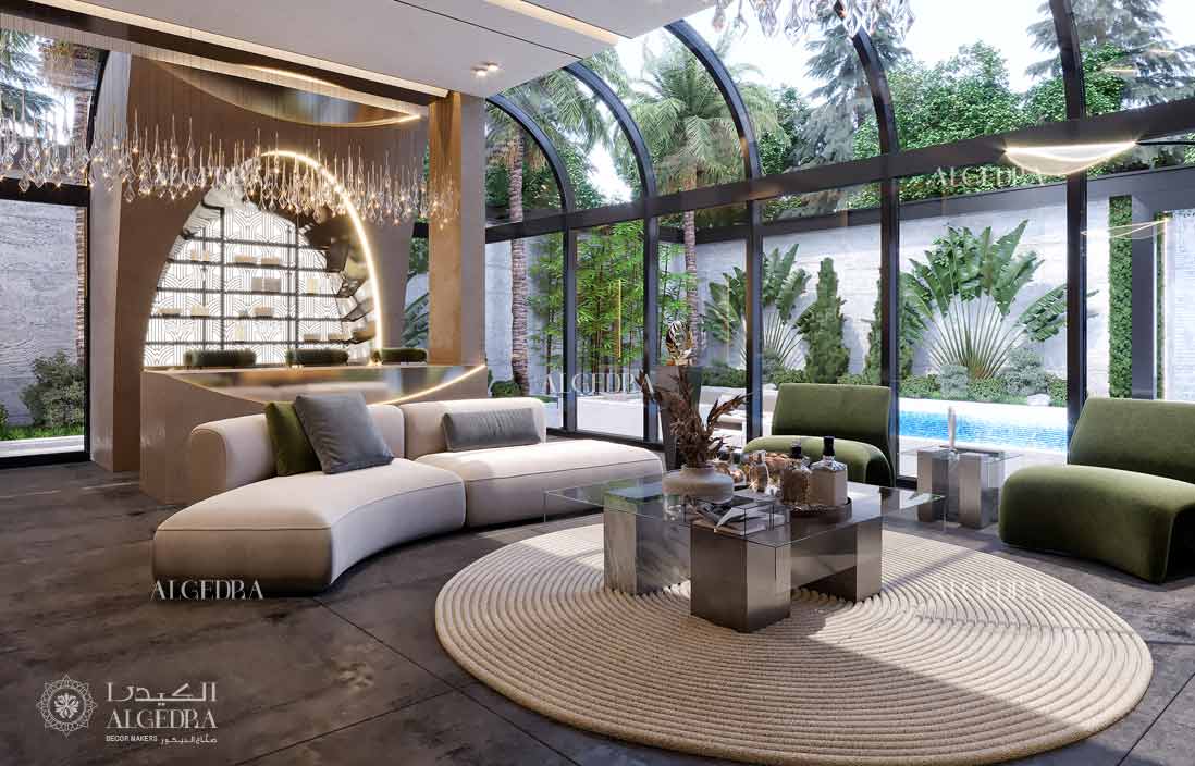 Natural wood interior design Dubai