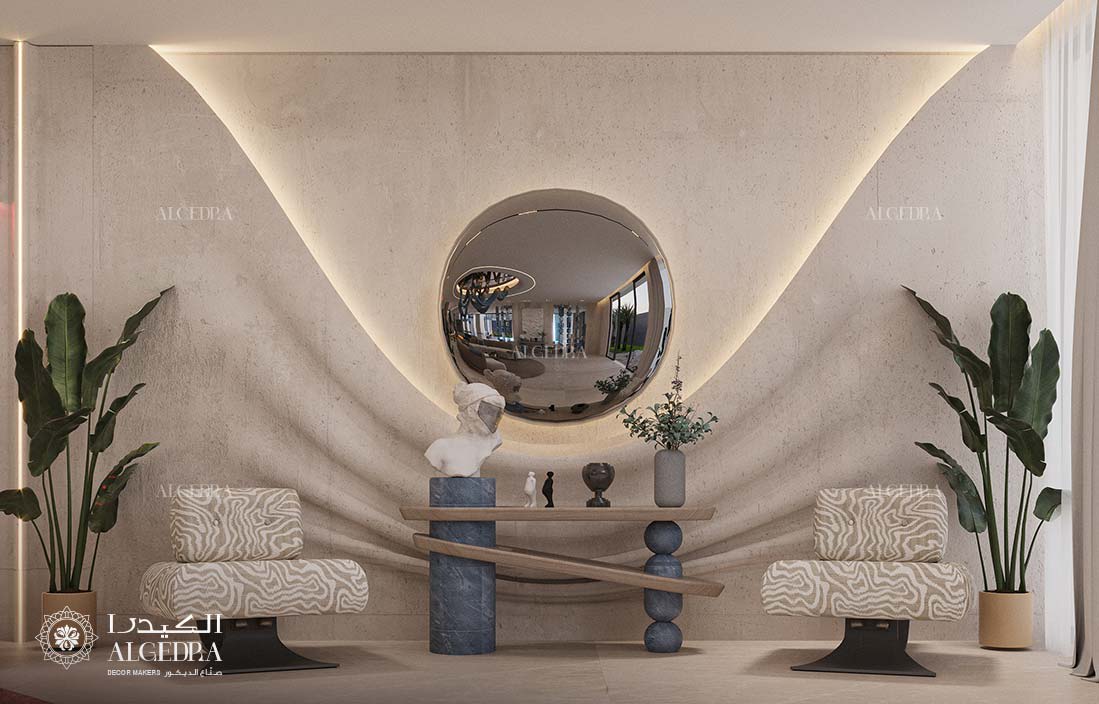villa foyer feature wall, Al Barari Dubai
