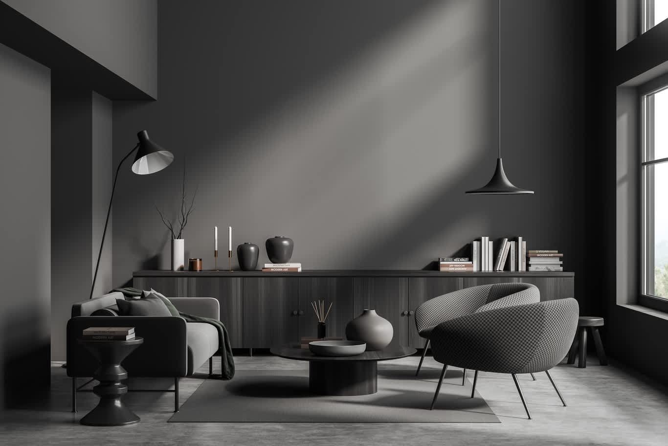 black interior design