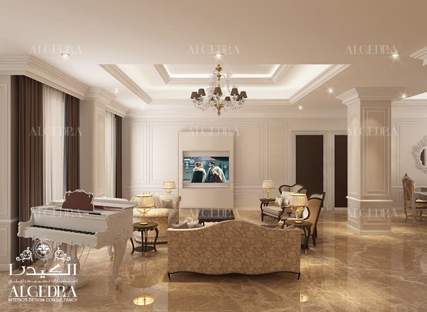 luxury family hall design for villa