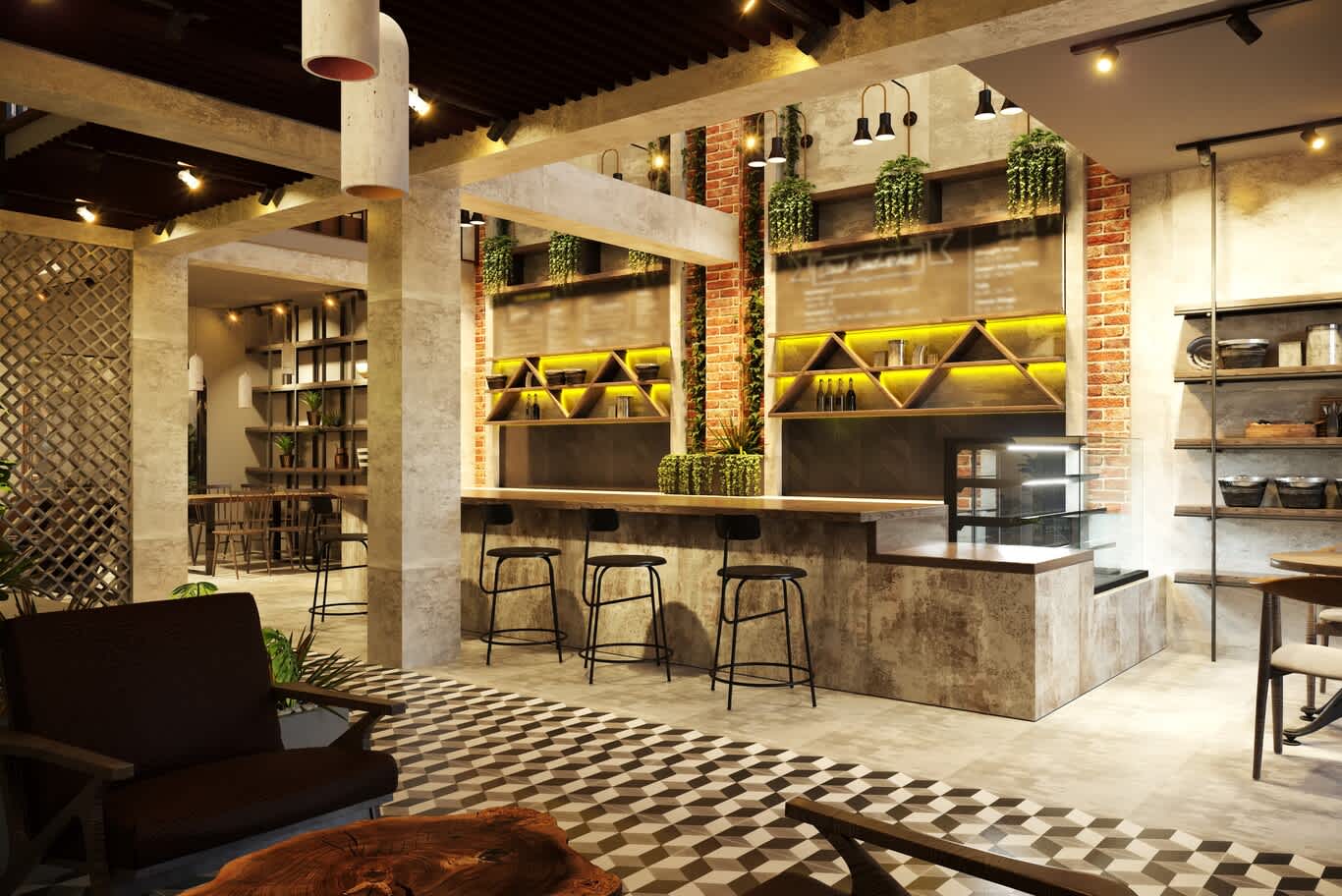 café interior design trends 2025