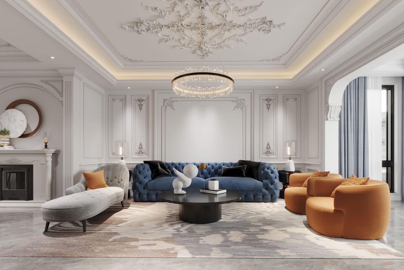 تصميم داخلي لشقة على الطراز الباريسي