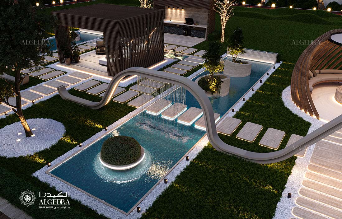 تصميم حديقة فيلا حديثة