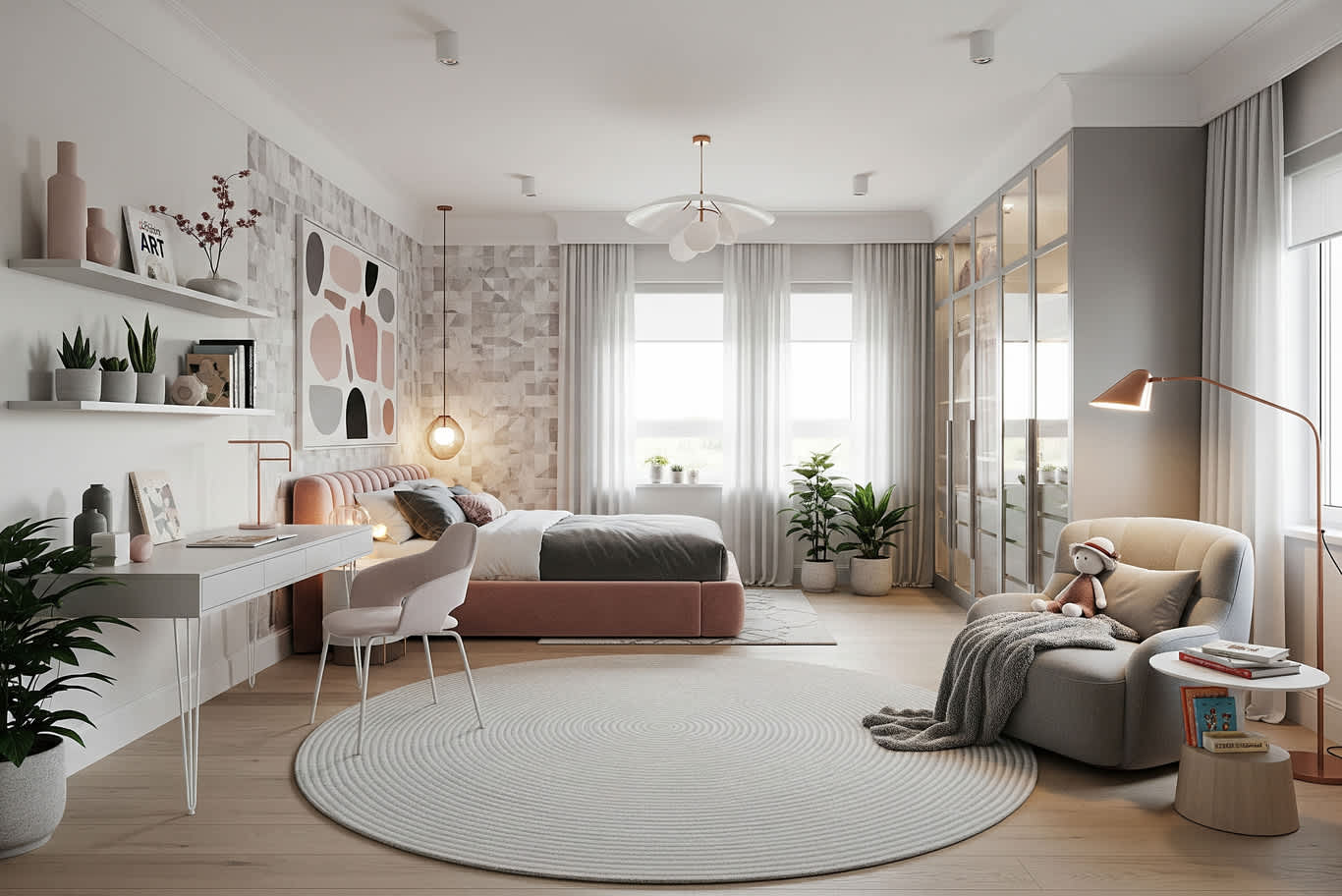 تصميم غرفة نوم لثلاثة أطفال