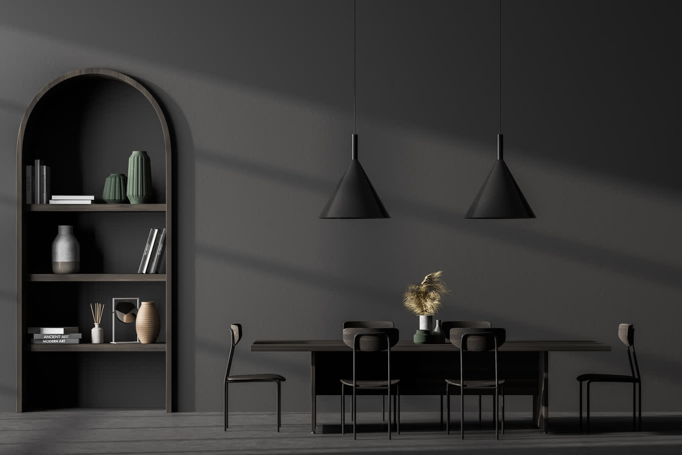 black interior design house