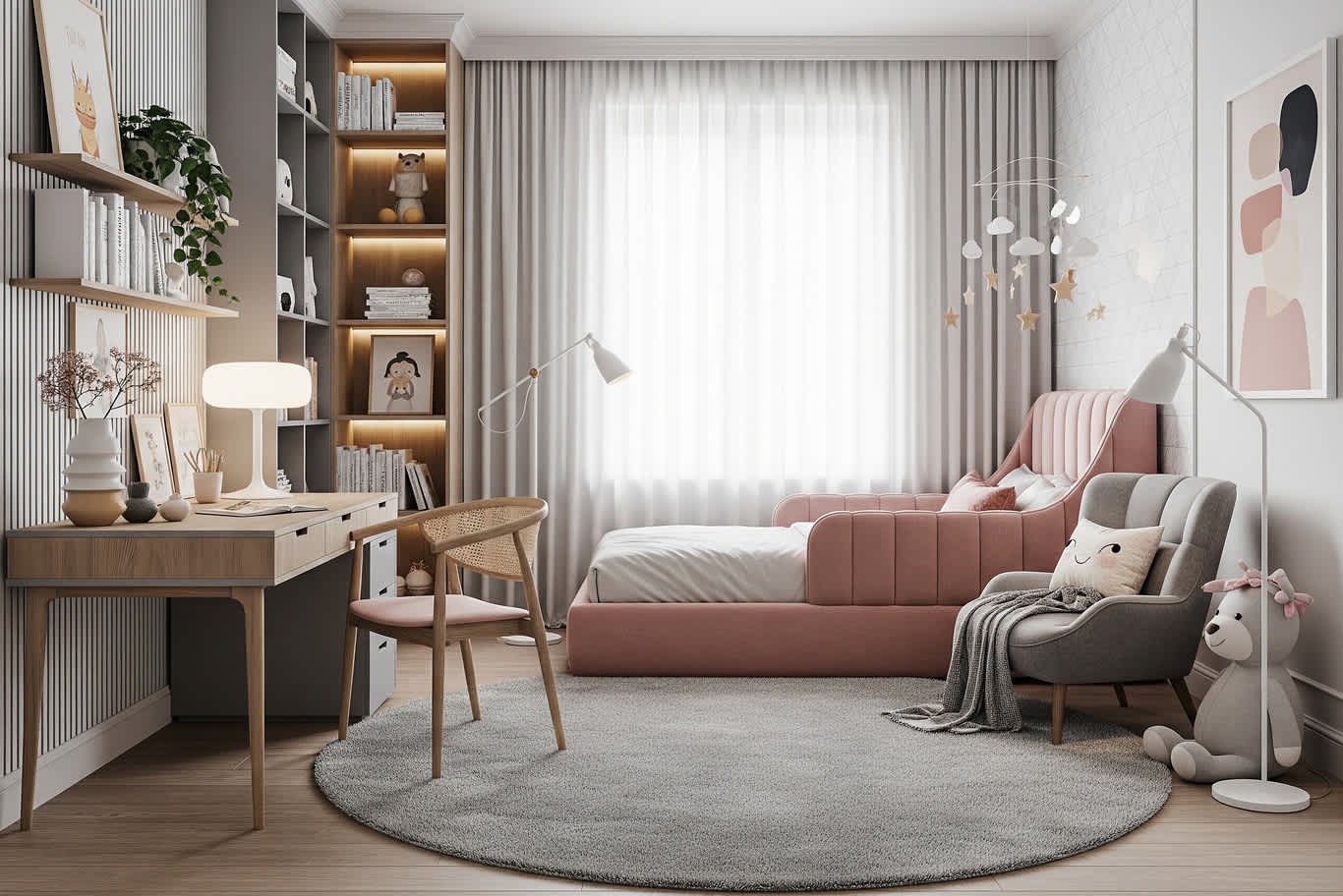 kids luxury pink girl bedroom design