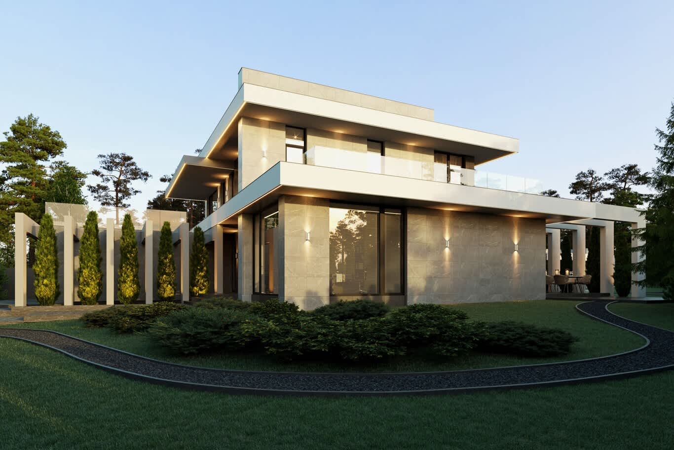 Sustainable villa exterior materials