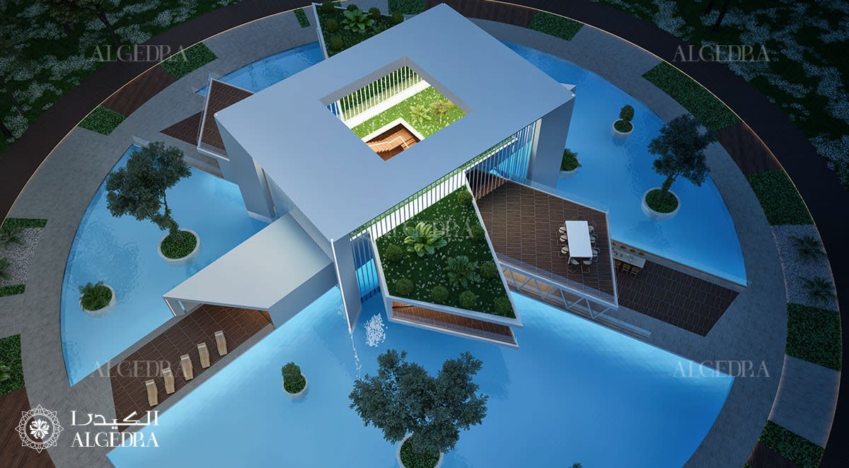 floating villas aerial view